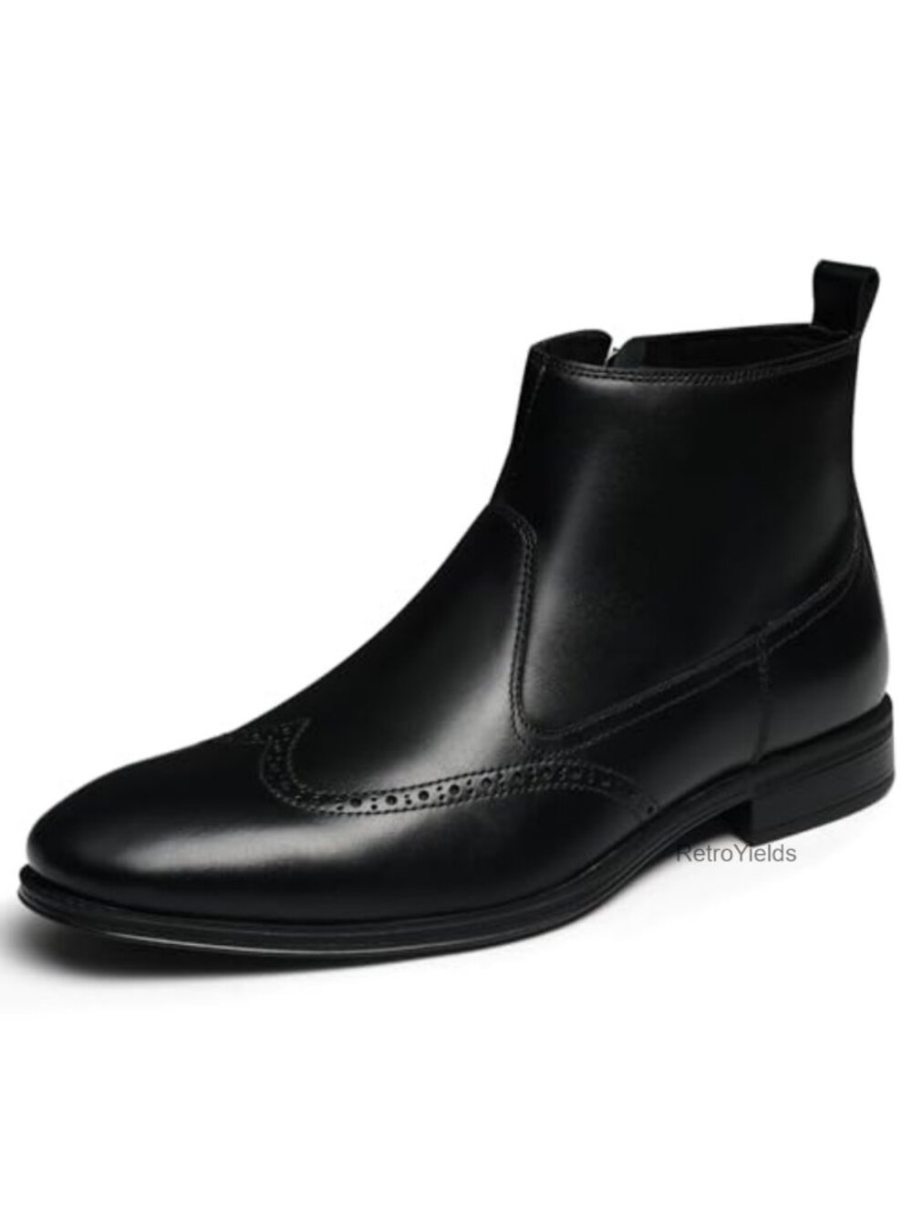 Men's Genuine Leather Wingtip Ankle Boots Cuban Heel Business